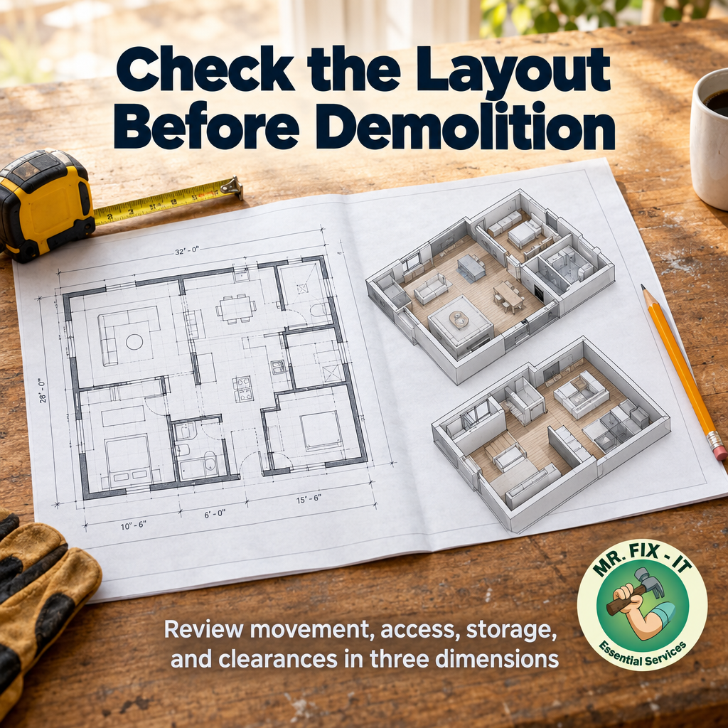 Four room-layout risk categories: clearance, access, storage, and circulation